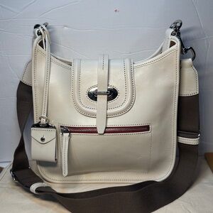 Dooney & Burke Florentine Toscana Front tie rare off white cream crossbody bag